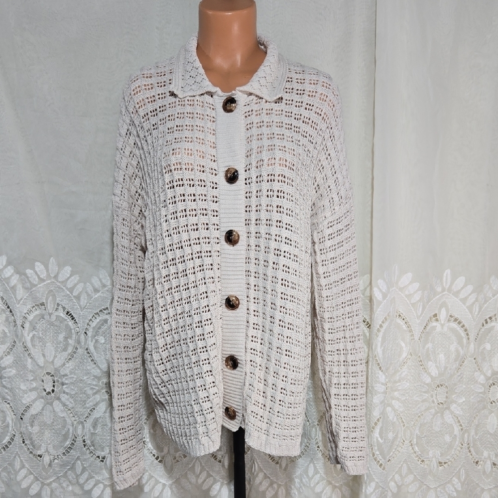 LA Hearts Crochet Sweater Cardigan Sz X-Small